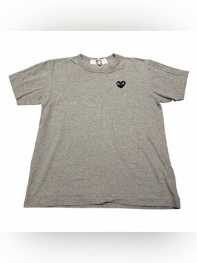 Comme des Garcons PLAY Grey T-Shirt with Black Heart Patch